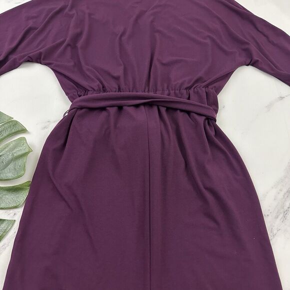 Betabrand Womens Sheath Dress Size S Solid Purple Belted Pockets Stretch - Picture 8 of 9